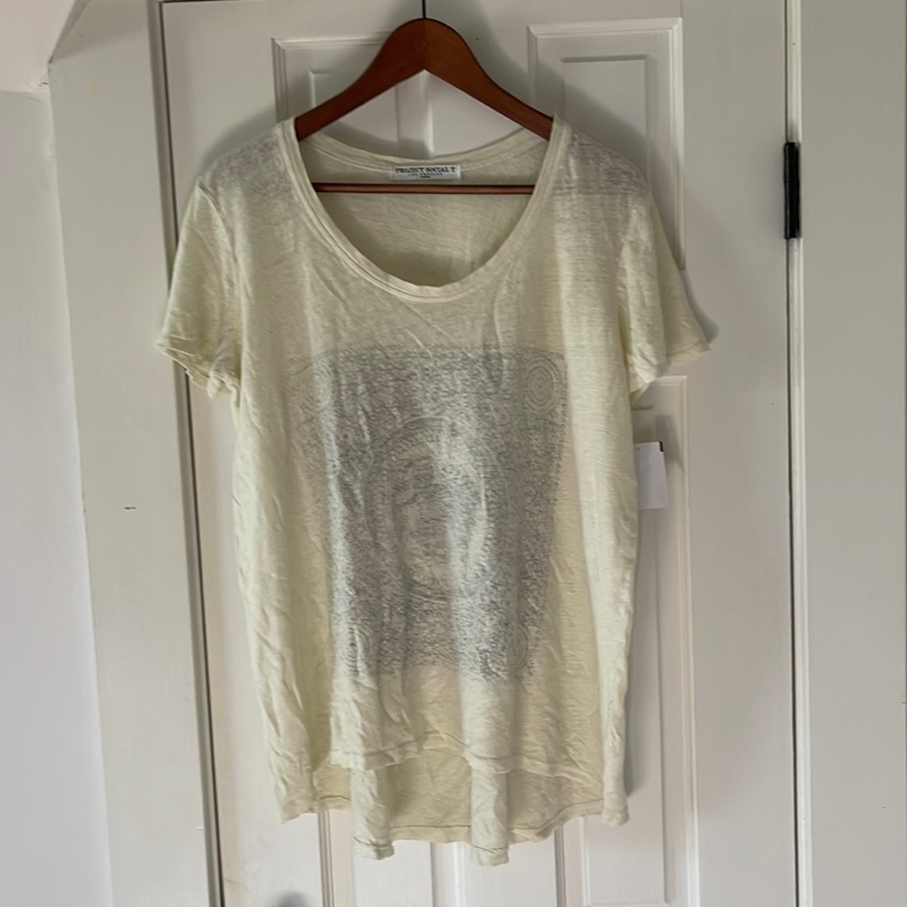 100% Linen T-SHIRT in off-white by Project Social T. Size M (large medium).